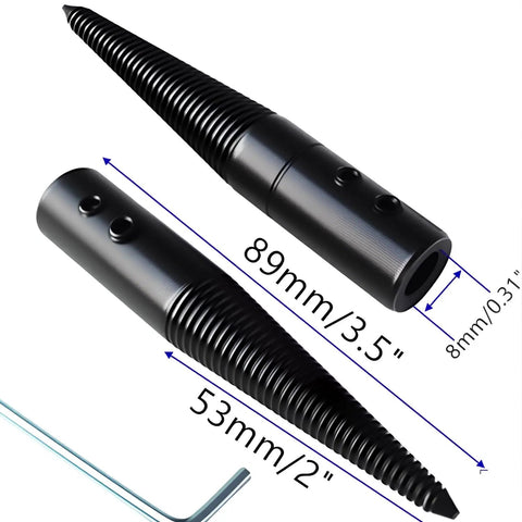Tapered Spindle Arbor Adapter For Bench Grinders And Buffing Polisher Wheels, steel construction, dimensions shown, includes wrench
