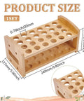 Dimensions of Wooden 24-Hole Bamboo Test Tube Rack Rectangle Lab Organizer For 20mm Diameter Tubes, sturdy and eco-friendly.