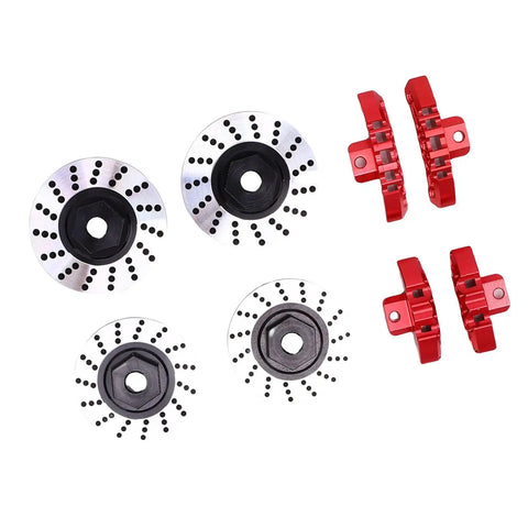Upgrade Your Ride With This Sick Pongnas 4-TEC Drift Hex Rotor Caliper Pin Set Made From Tough CNC Milled 6061 Aluminum Alloy Brake Discs Screws And Pins Kit Perfect For 10 Scale RC Car Racing And Tuning. Red RC brake discs and caliper pins, 10 scale, 6061 aluminum
