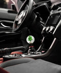 Cool 54mm Crystal Flower Shift Knob Real Flower Resin Ball installed in car interior, universal fit gated style for 5 and 6 speed shifters