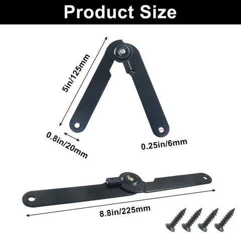 Product size illustration of Badass Heavy Duty Folding Lid Support Hinges With Smooth As Butter 180 Degree Motion.