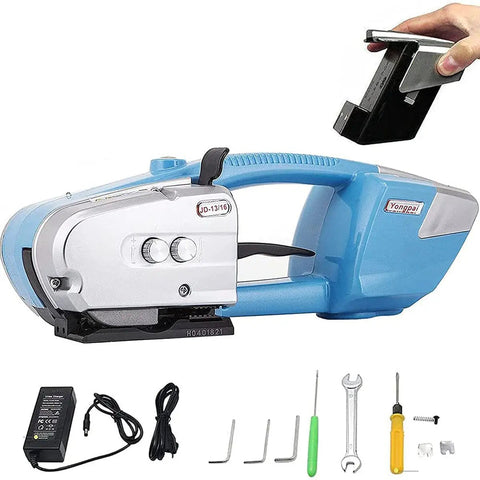 Heavy Duty Cordless Hot Melt Strapping Machine Featuring Smooth Electric Welding Dual Motor Drive Adjustable Tension Rechargeable power bander with battery