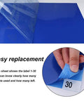 Sticky Mats For Clean Rooms Blue 24 By 36 Inches Walk Off Tacky Mats For Construction Home Lab Pet Garage Warehouse Floors 4 Pads With 30 Sheets Each Includes. Image showing close-up of blue tacky mat being peeled off.