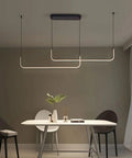 Modern Linear Dimmable LED Pendant Light, Two-Light Fixture For Kitchen Island Dining Room Bar, Black Finish, 3000K Warm White