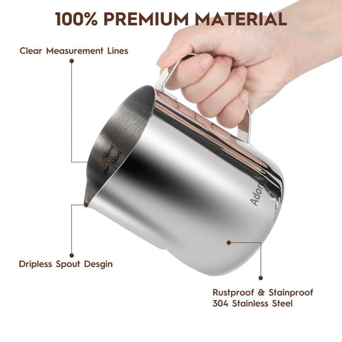 20oz Stainless Steel Milk Frothing Pitcher With Latte Art Pen For Home Espresso Machines And Coffee Bars, Perfect For Frothing And Steaming Milk