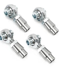 Heavy Duty Heim Joint Rod End Kit Two Pair Set With Left And Right Hand Threads Featuring Sealed Greased Chromoly Steel Design For Rock Solid Steering and Long Lasting Ride Stability, 4 rod ends with chrome design.