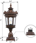 Outdoor Post Light With Pier Mount, Old School Vintage Style Yard Lamp, 60W E26 Post Lantern In Aged Bronze Finish, 24 And 1 Quarter Inch High