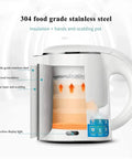 Inside view of stainless steel water dispenser with insulation layers, induction display light, focus on anti-scald design features.