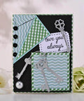 Handcrafted card showcasing 9 Piece Vintage Keys Metal Cutting Dies Set For Scrapbooking And Card Making Dope DIY Die Cuts