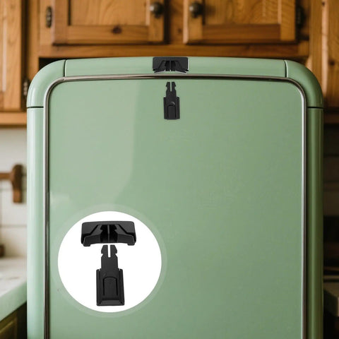 Kid Safe Refrigerator Locks 4 Pack No Tool Needed Quick Install Black ABS Material on a green fridge