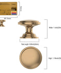 Dimensions of Ten Pack One And One Quarter Inch Cabinet Knobs Set In Champagne Bronze And Gold Dope Finishes