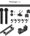 EaseLife Six Point Six Foot Sliding Barn Door Track And Hardware Kit With Straight Pulley, components shown on white background.