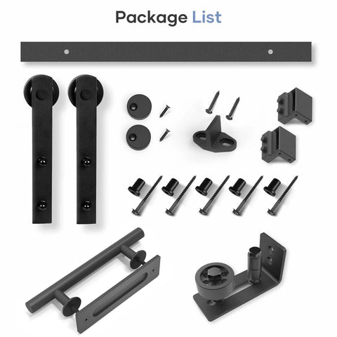 Sliding Barn Door Track And Handle Hardware Kit With Straight Pulley For Smooth Quiet Operation And Easy Installation components