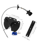 INOOMP 1Set Gate Lock for Outdoor Fence, 2-Sided Self-Locking Latch w Key shown from the side with dimensions and key detail.