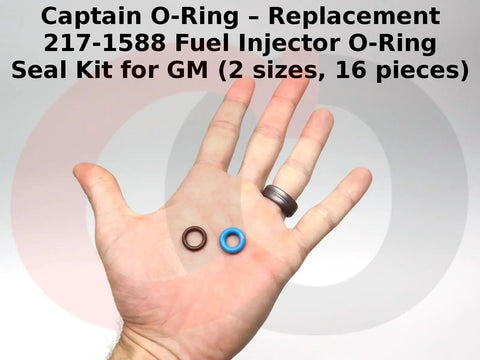 Hand holding two rings from Fuel Injector O Ring Seal Kit 217-1588 Replacement For GM Vehicles 16 Pieces Two Sizes