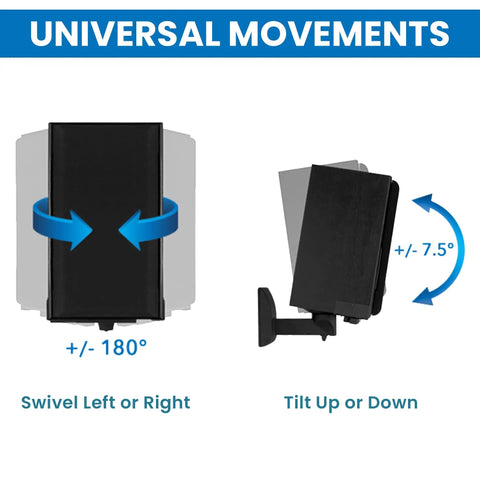 Universal Side Clamping Speaker Wall Mounts Pair For Large Or Small Bookshelf Speakers With Full Motion Adjustability Beefy Brackets