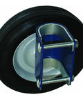 Gate Wheel For Round Tube Gates From One And Five Eighths Inch To Two Inch Diameter Blue Opens Smoothly And Closes With Ease