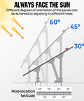 Heavy Duty Adjustable Ground Mount Bracket Kit For Solar Panels showing adjustable angles for optimal sun orientation.
