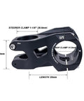 Ultra Lightweight Aluminum Mountain Bike Stem For 1-1/8 Steerer, 31.8mm Handlebar, 35mm Clamp, CNC Machined, Only 132g, Black