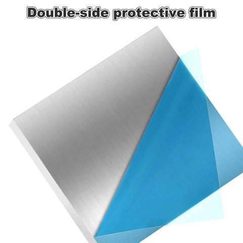 Four Pack 6061 Aluminum Sheets 3.9 X 3.9 X 0.47 Inch Aluminum Plate With Protective Film showing blue film being peeled back