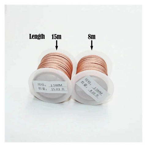 Two spools of Pro Grade Solder Wick Desoldering Copper Wire Braid 8M and 15M lengths, 2.5mm wide for PCB BGA cleanup
