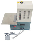 Heavy Duty Electric Corner Rounder With Smooth Foot Pedal And Quick Swap Blades For Paper Vinyl Plastic Film Trimming, side view with power supply.