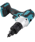 Electric Riveter With LED Light Brushless Nut Riveting Tool Slip Handle Design High Power Rivet Nut Machine in black and teal