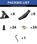 12 Pack 3030 Corner Angle Brackets 45 Degree And 135 Degree For 3030 Aluminum Extrusion T Slot V Slot Connectors With 24 Pcs T Nuts Screws Plus 1 Wrench Black Finish packing list