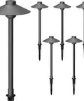 Set of six Landscape Lighting 6 Pack Low Voltage Pathway Lights For Outdoor Yards And Walkways 1.5W Replaceable LED with metal stakes.