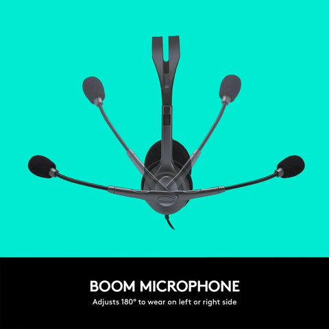 H111 Wired Headset With Noise Cancelling Microphone, Stereo Sound, And Three Point Five Millimeter Audio Jack adjustable boom
