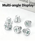 Rock Solid 10 Pack Stainless Steel Mounting Screws For Google Nest Cam Floodlight, multi-angle display of five fasteners.