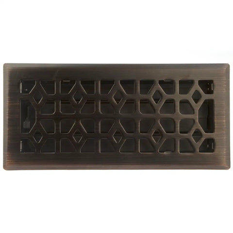 Marquis Floor Register 4 In By 10 In Duct Opening In Dark Oil Rubbed Bronze With Solid Steel Face, top view showing design.