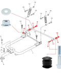 Diagram of Golf Cart Rear Arm Bushing Mounting Kit for Yamaha G16-G29 with bolts and bushings shown