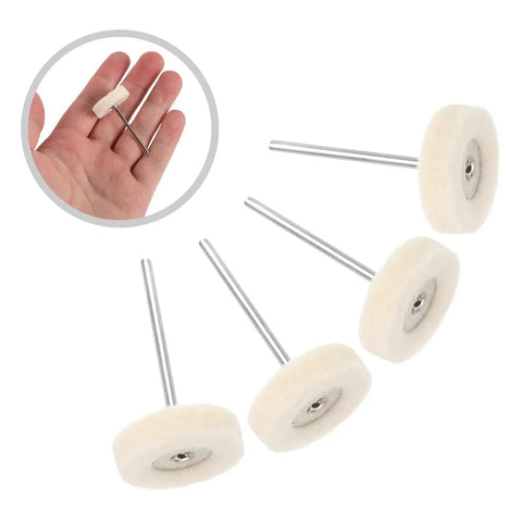 Mini polishing brush set for sinks and metal hardware, featuring nylon and steel pads for detailed buffing.