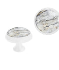 6 Pack White Marble Cabinet Knobs And Glass Drawer Pulls With White Gold Vein For Modern Kitchen, Bathroom, Dresser, And Cupboard
