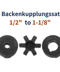 Flexible Three Piece L Jaw Coupling Set For Half Inch To One And One Eighth Inch Shafts With Buna N NBR Rubber Spider components