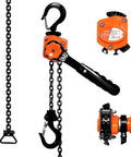 YATOINTO mini lever chain hoist, orange, 1/2 ton, 10 ft chain, with top suspension hook and bottom load hook