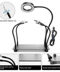 Four Arm Soldering Gear With 5X Magnifier And Light, PCB Holder And Third Hand Tool, Non Slip Steel Weighted Base, product display