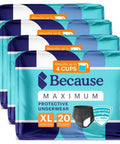 Heavy Absorbency Disposable Incontinence Underwear For Women Black XL All Day Dry Feel Fresh Maximum Protection For Postpartum Bladder Leaks Odor Control Holds Up To 4 Cups Dual Core Comfort 80 Count 4 Packs Of 20