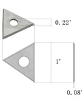Heavy Duty Carbide Paint Scraper Blade 1 Inch Triangular Triple Edge Reversible Replacement Blade For Wood Metal Concrete Scraping Paint Glue Varnish Rust Built Tough Lasts Longer, showing dimensions.