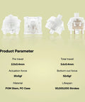 Whisper Quiet Mechanical Keyboard Switch Kit 35 Pieces Factory Prelubed 5Pin Linear And Tactile Silent Switches For Custom Keyboards Crystal Silent Edition Smooth Low Noise Typing; POM stem, PC case, 2.0mm pre-travel