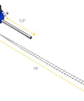 EISCO clamp with 5.5-in stainless rod and 19-in chain; blue body for securing beakers and flasks.