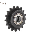 Hella Tough Carbon Steel Idler Sprocket 17 Tooth 9mm ID with smooth bearing, ideal for ISO 04C Chains, shown from the side.