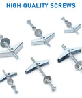 Beefy Heavy Duty Drywall Anchors Kit With One Eighth Inch Toggle Bolts displayed with metal butterfly anchors and screws