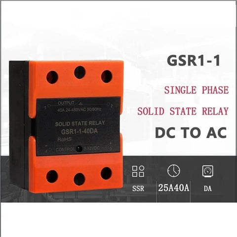 Zero Cross Solid State Relay For Single Phase DC To AC Control SSR 25DA 40DA Heavy Duty Industrial Relay With Wide Voltage And Current Options Rock Solid Sealed Housing For Tough Industrial Control Systems, orange black 40A module