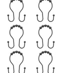 Six Pack Stainless Steel Shower Curtain Hooks With Double Hook Design In Black Finish For Rust Resistant Silent Glide And Easy Installation