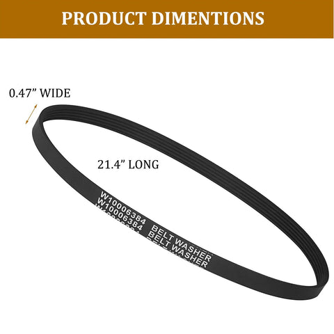 Heavy Duty Washer Drive Belt For Top Load Machines Quick Swap Compatible With Whirlpool And Maytag, 21.4 inches long, 0.47 inches wide.