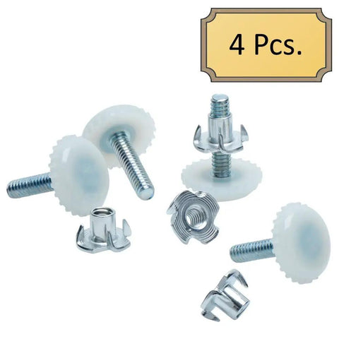Heavy Duty Nylon Table And Furniture Levelers With One Quarter Inch Threaded Shank And T Nuts Four Hundred Lb Capacity Easy Adjust White Four Pack