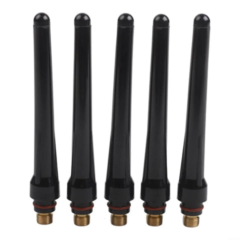 Dope 15 PCS Tig Back Cap Kit Fits Wp 17 18 26 Torch With Brass Bakelite Rubber Covers Perfect For Premium Welding Gear And Seamless Operation showing black torch back caps.