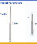 Steel Pin Punch Set With 3/16 Inch Extra Long Pin Punch dimensions 7.87in and 3.15in lengths, 0.21in outer diameter